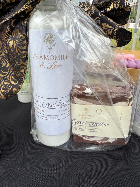 Sweet Leather Soap and Lotion Combo